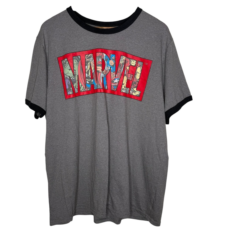 Disney Store Marvel Logo Superhero ‎ ringer T-Shirt Sz 2XL